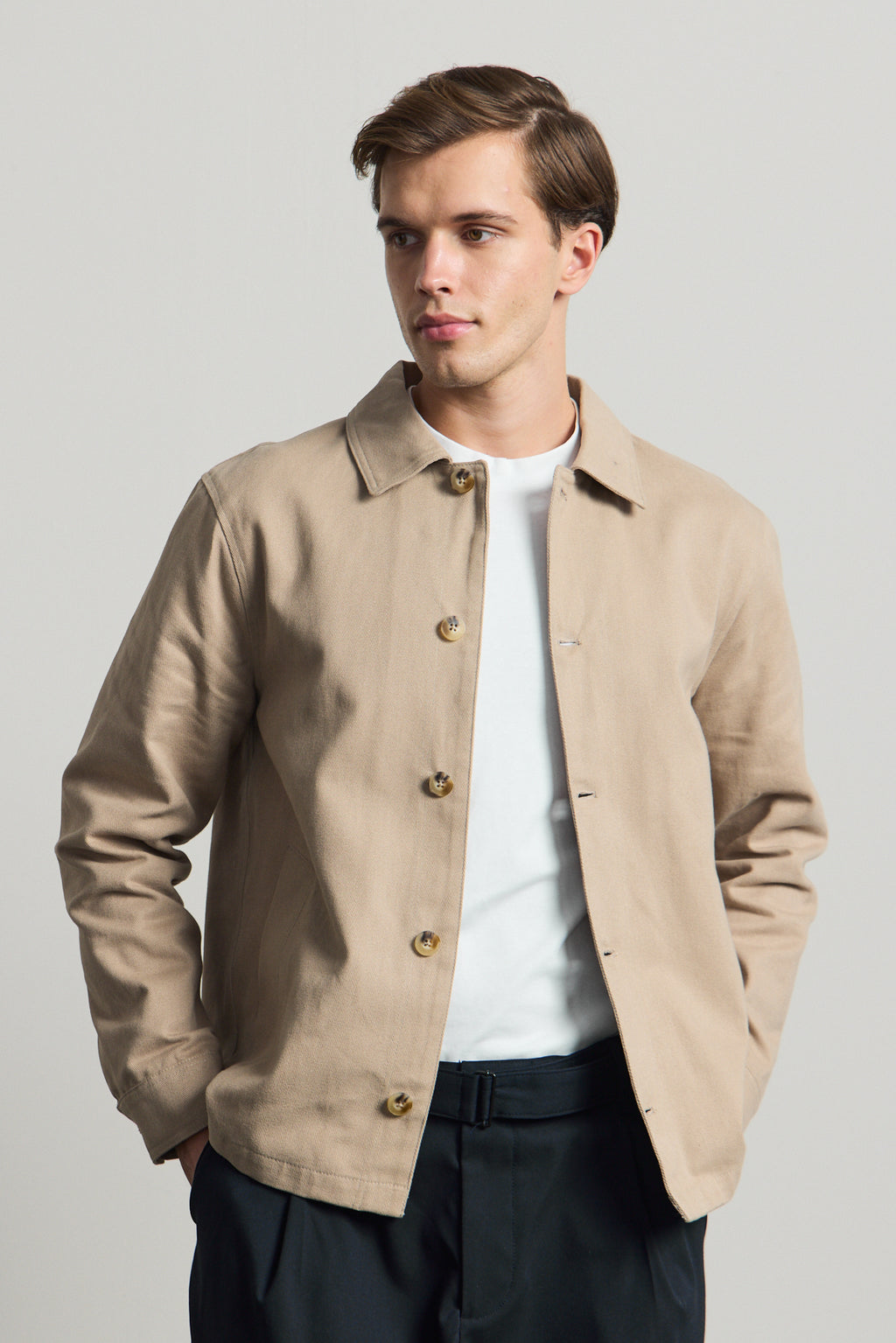 Erkek Relaxed Pamuklu Ceket Vizon