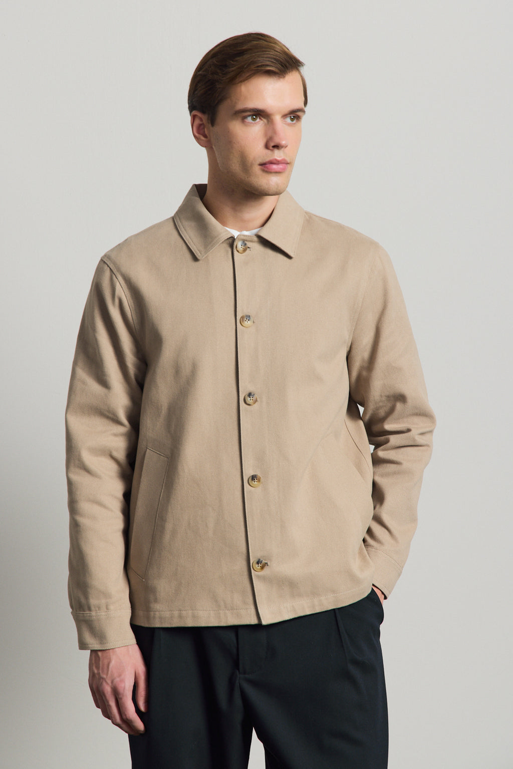 Erkek Relaxed Pamuklu Ceket Vizon