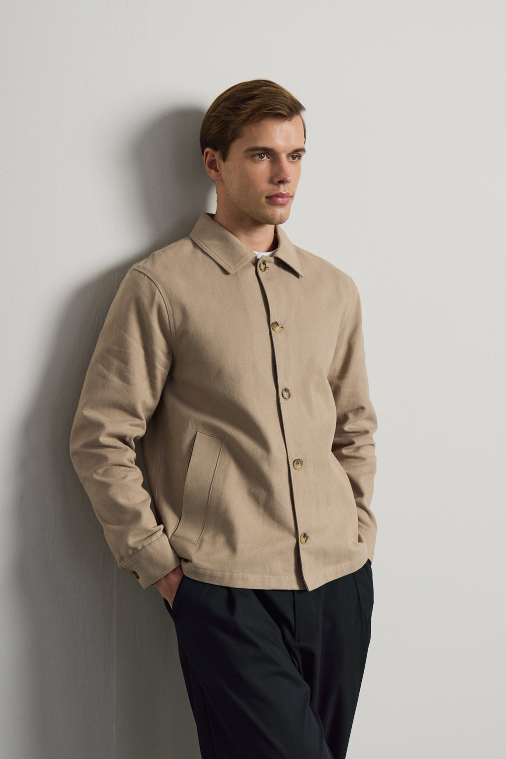 Erkek Relaxed Pamuklu Ceket Vizon