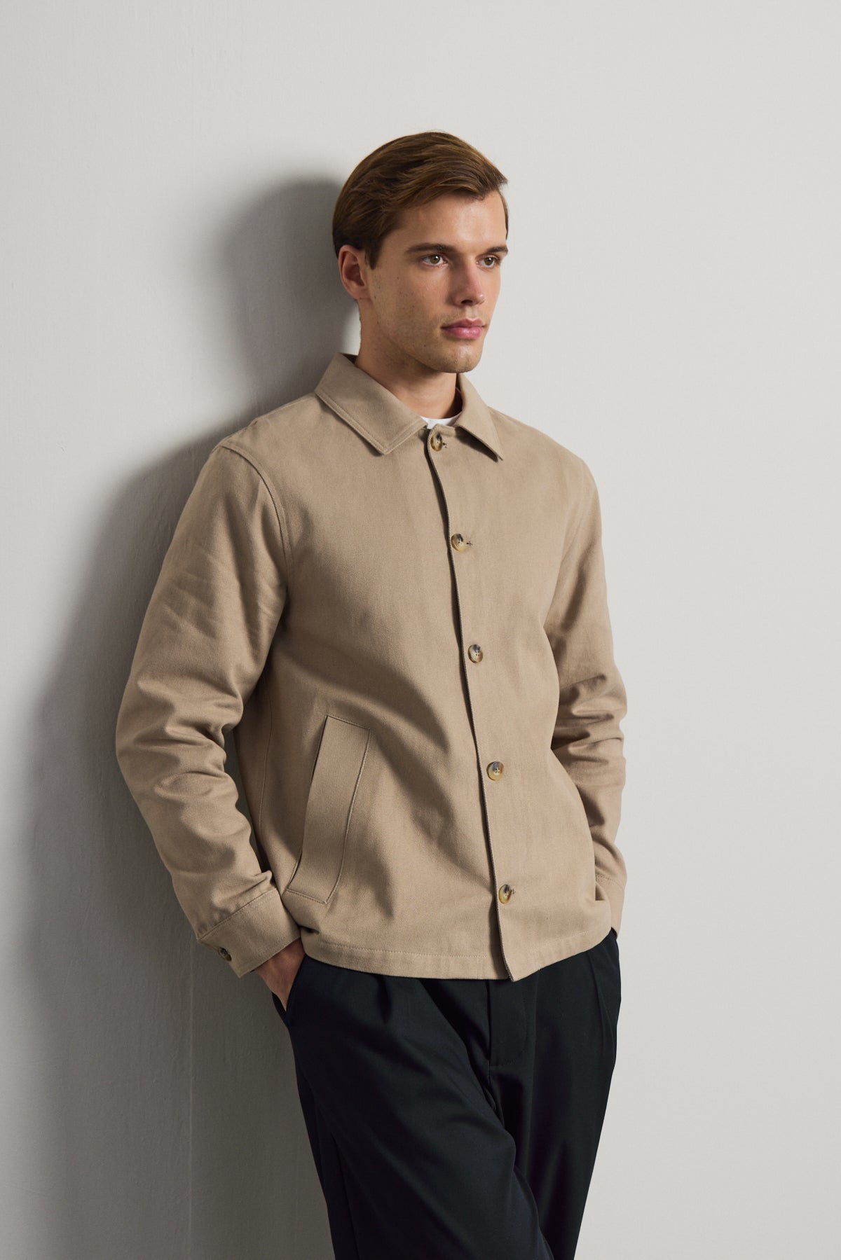 Erkek Relaxed Pamuklu Ceket Vizon