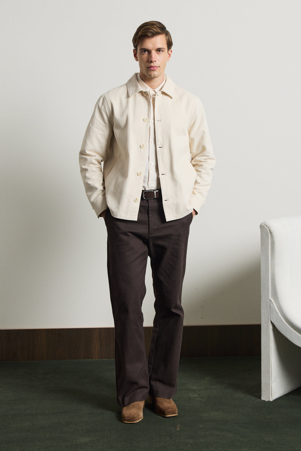 Erkek Relaxed Pamuklu Ceket Bej