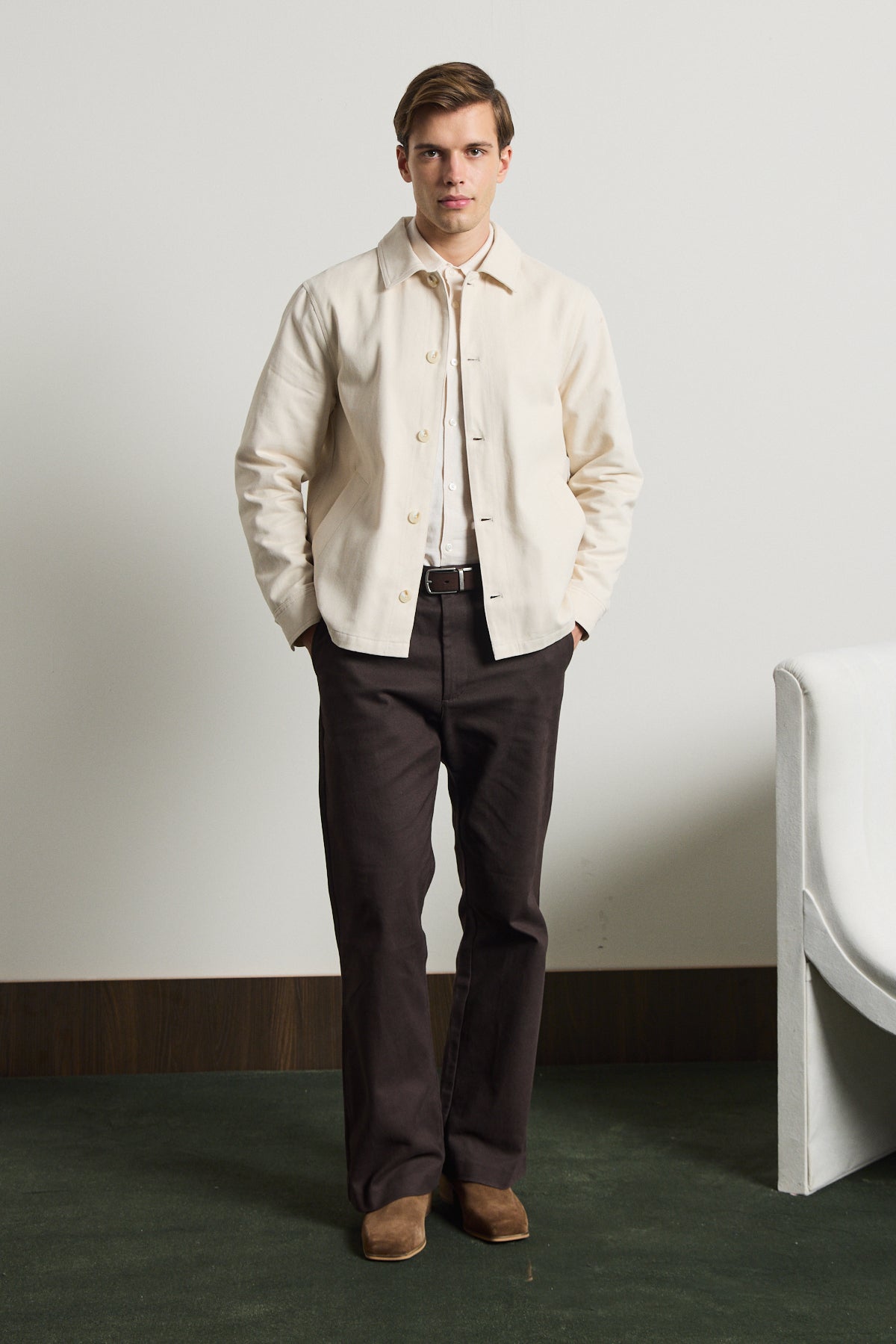 Erkek Relaxed Pamuklu Ceket Bej