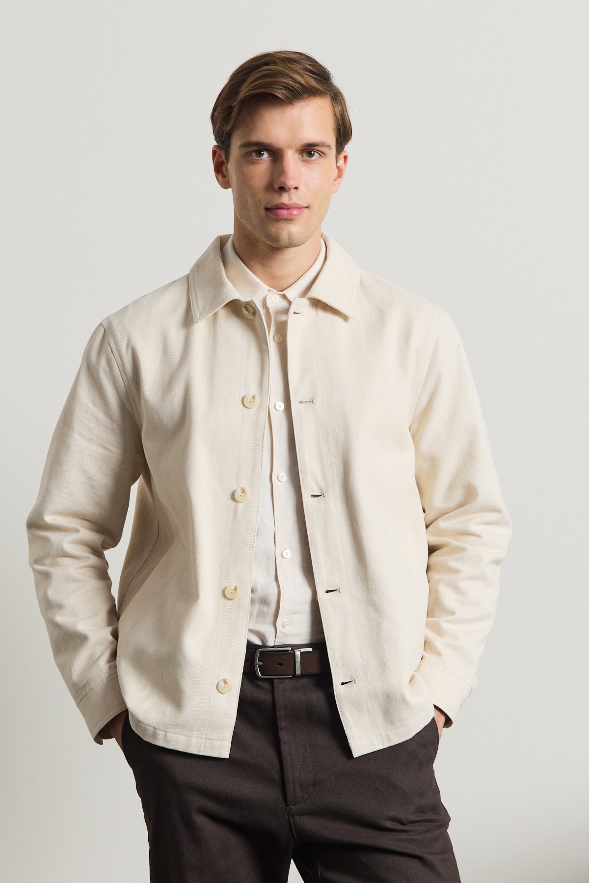 Erkek Relaxed Pamuklu Ceket Bej