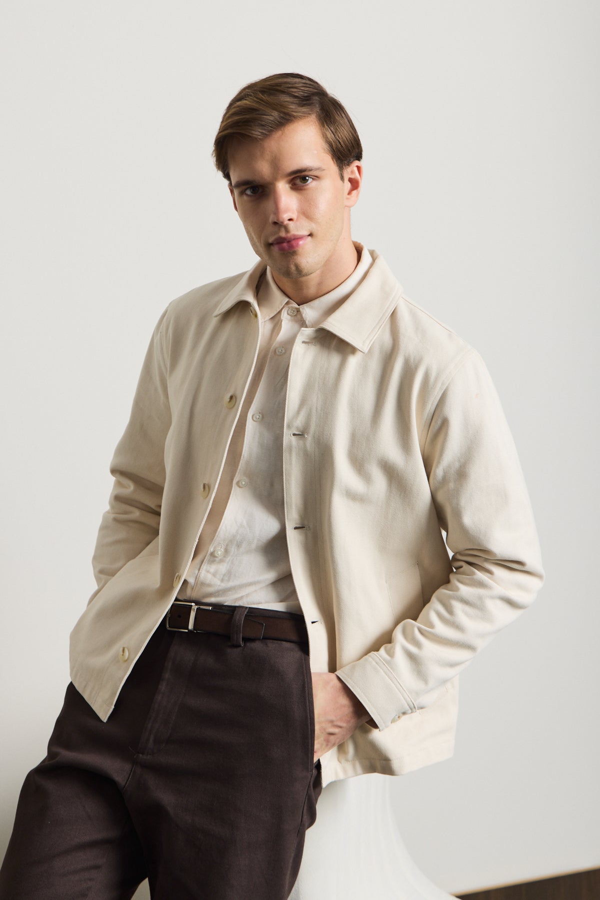 Erkek Relaxed Pamuklu Ceket Bej