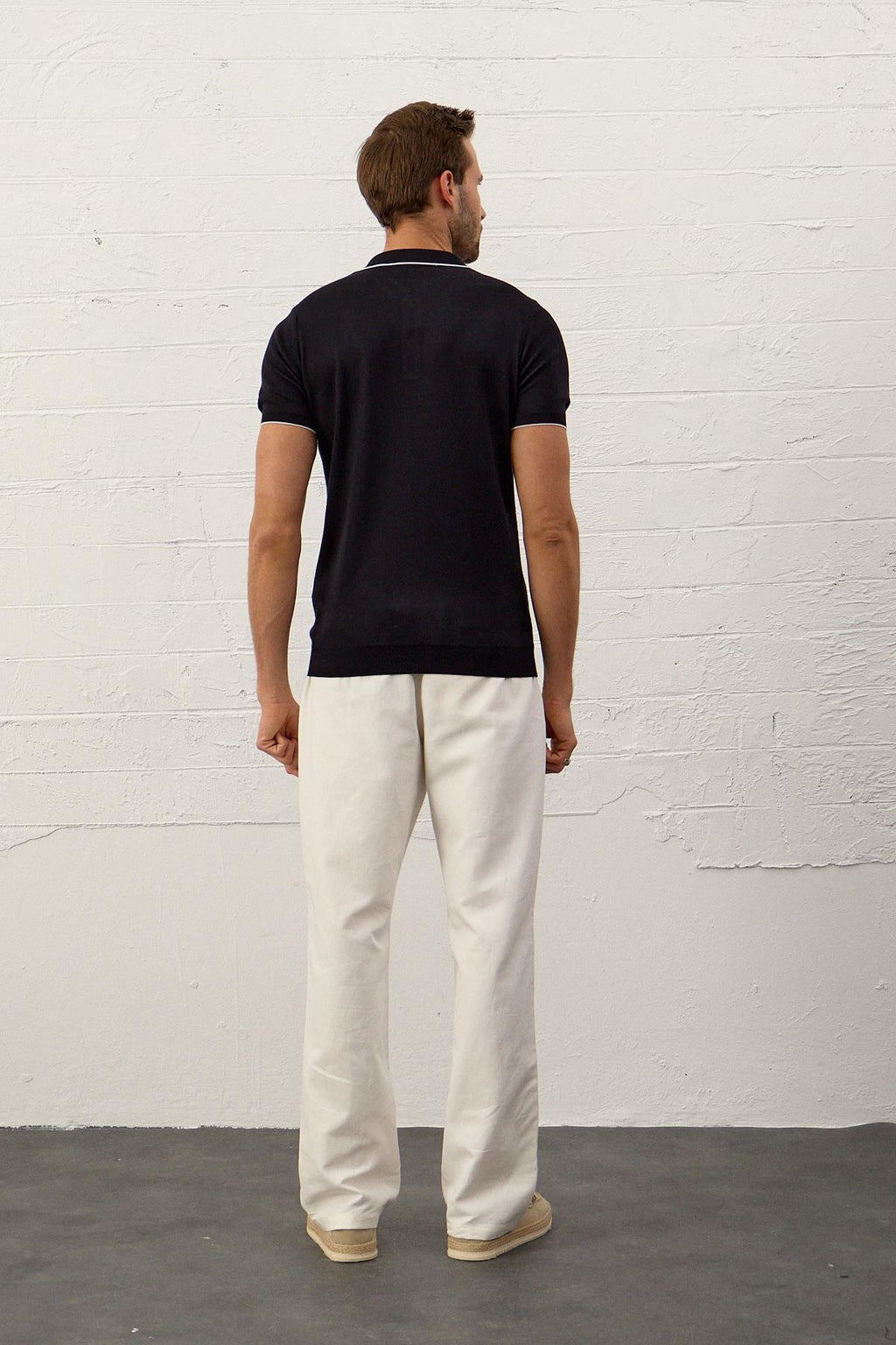 Erkek Slim-Fit Polo Yaka İnce Triko T-shirtKoyu Lacivert 5012DNGR