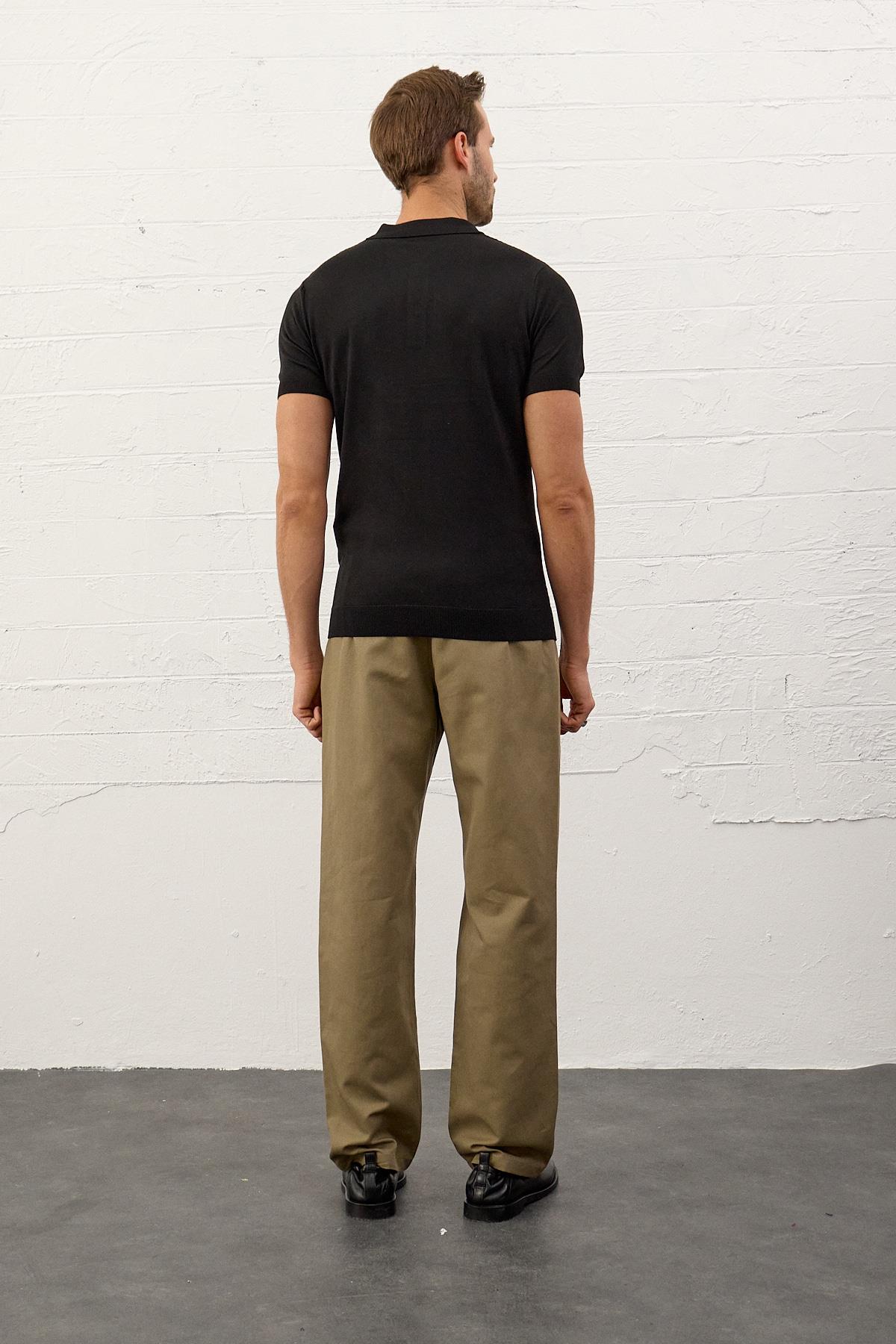 Erkek Slim-Fit Yazlık Triko T-shirt Siyah 5002DNGR