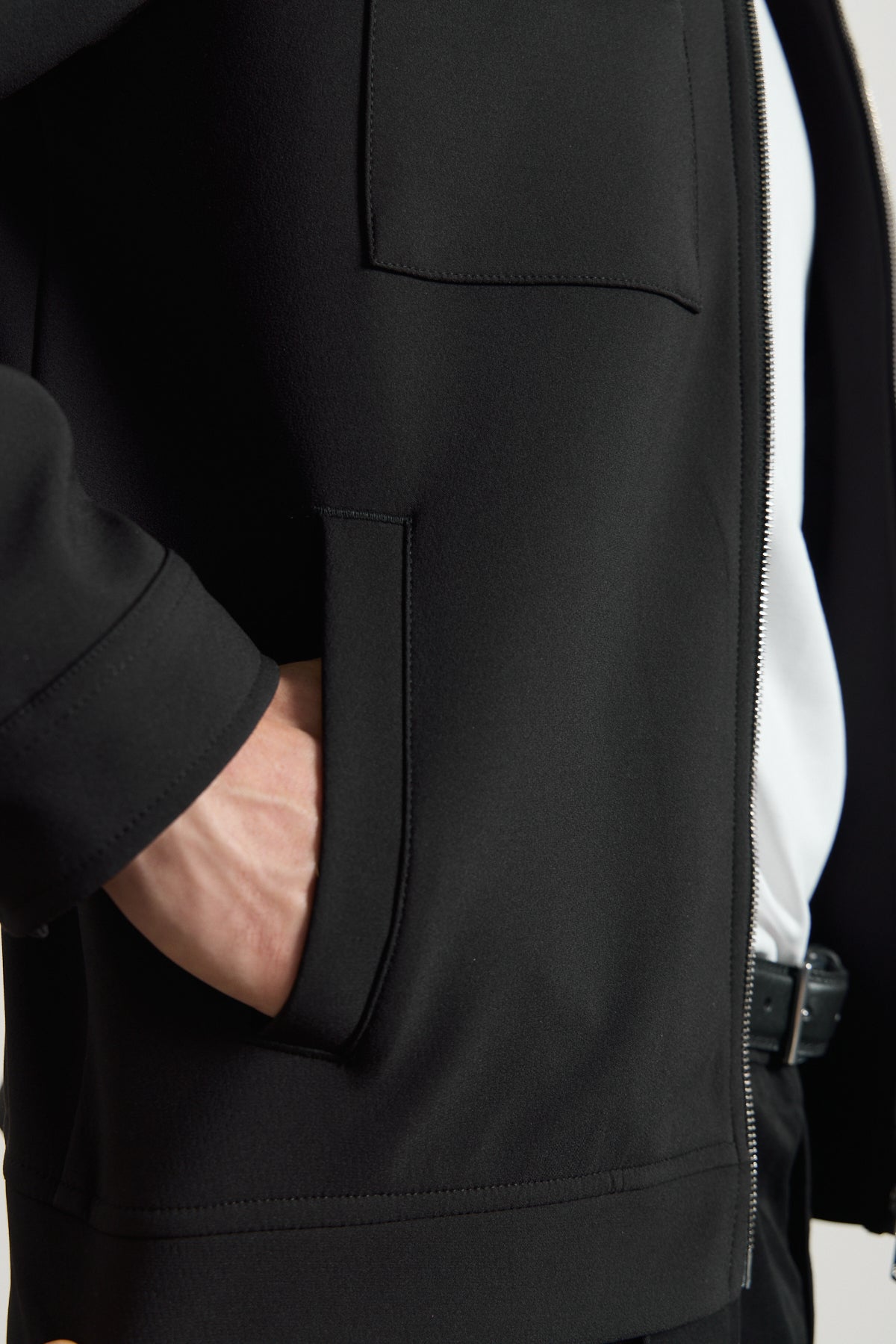 Erkek Standart Kalıp Gömlek Yaka Ceket Siyah