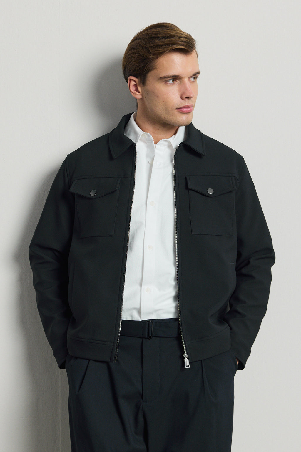 Erkek Standart Kalıp Gömlek Yaka Ceket Lacivert