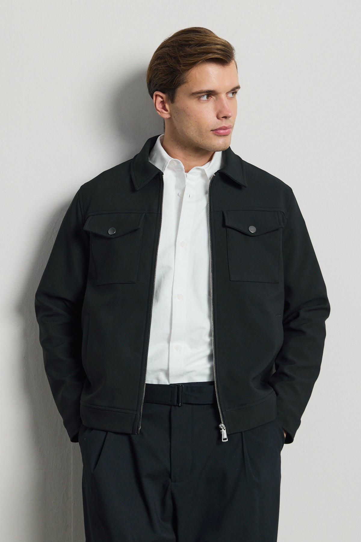 Erkek Standart Kalıp Gömlek Yaka Ceket Lacivert