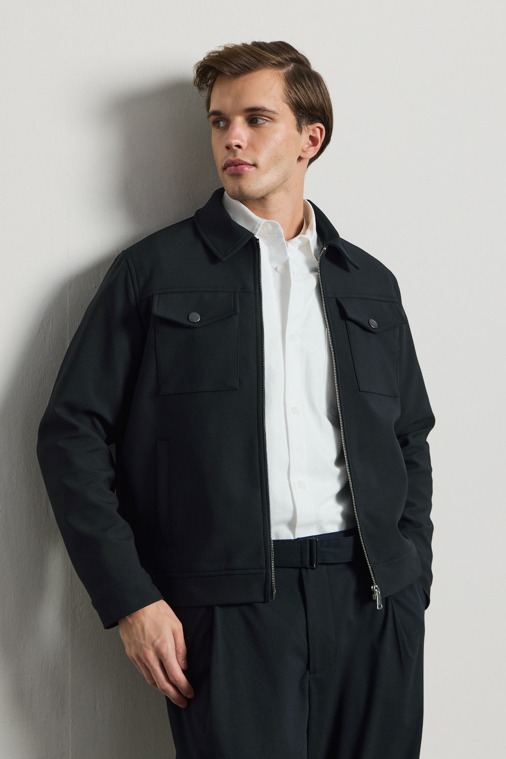 Erkek Standart Kalıp Gömlek Yaka Ceket Lacivert