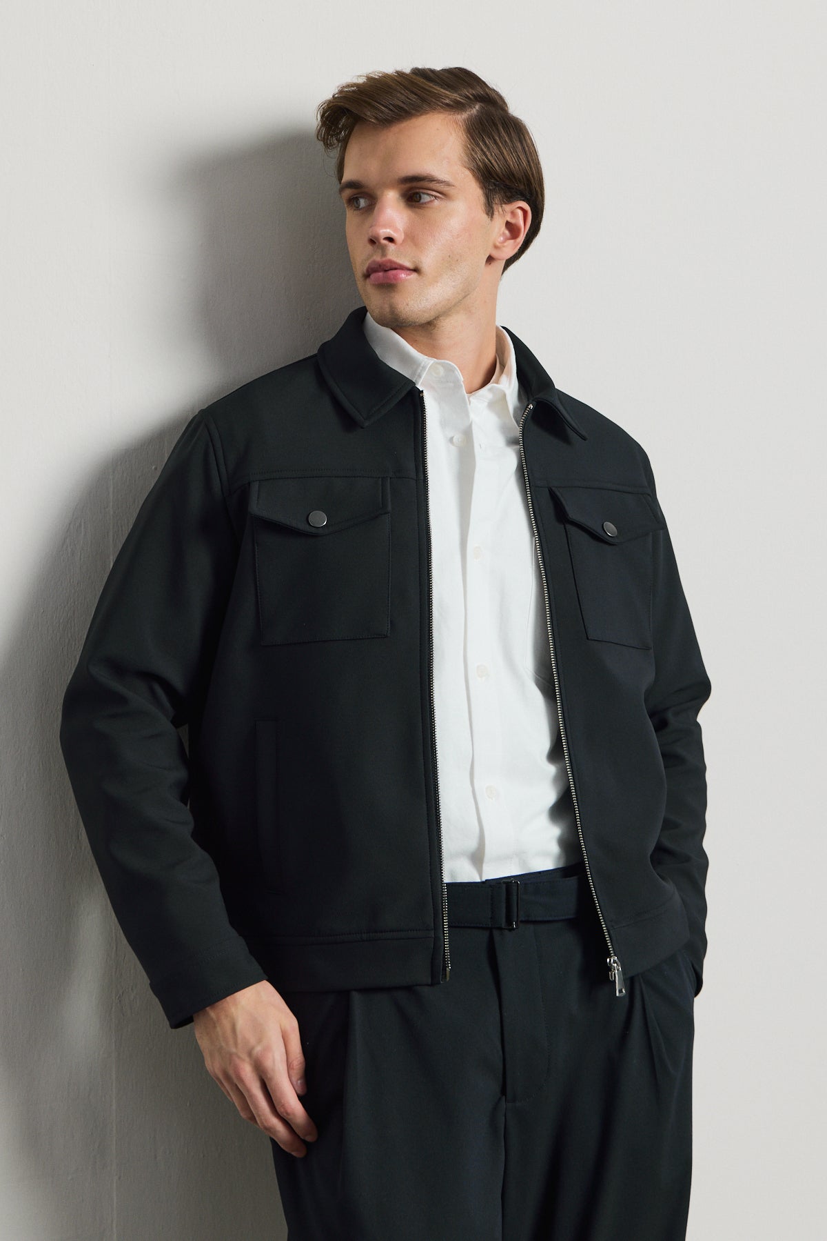 Erkek Standart Kalıp Gömlek Yaka Ceket Lacivert