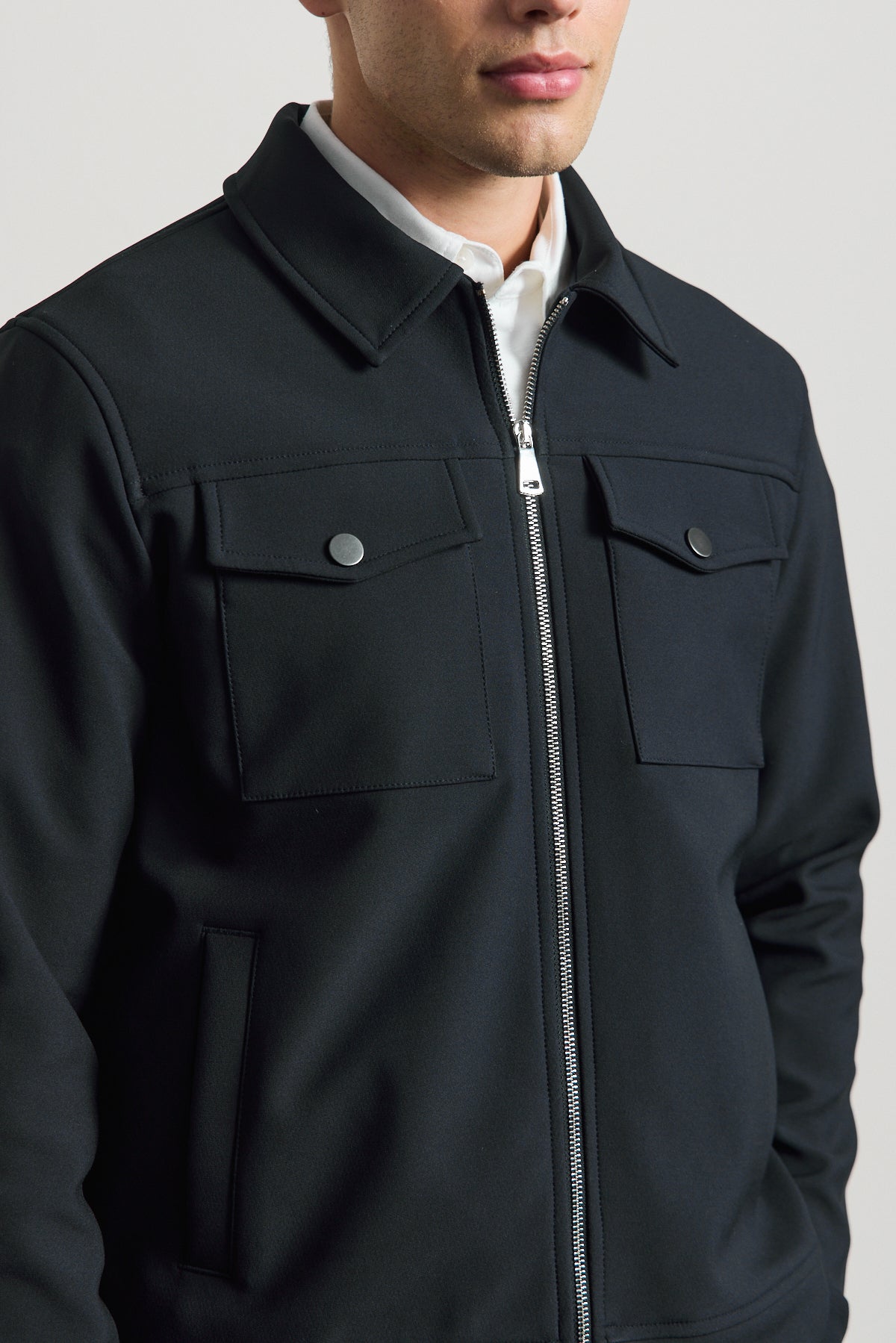 Erkek Standart Kalıp Gömlek Yaka Ceket Lacivert