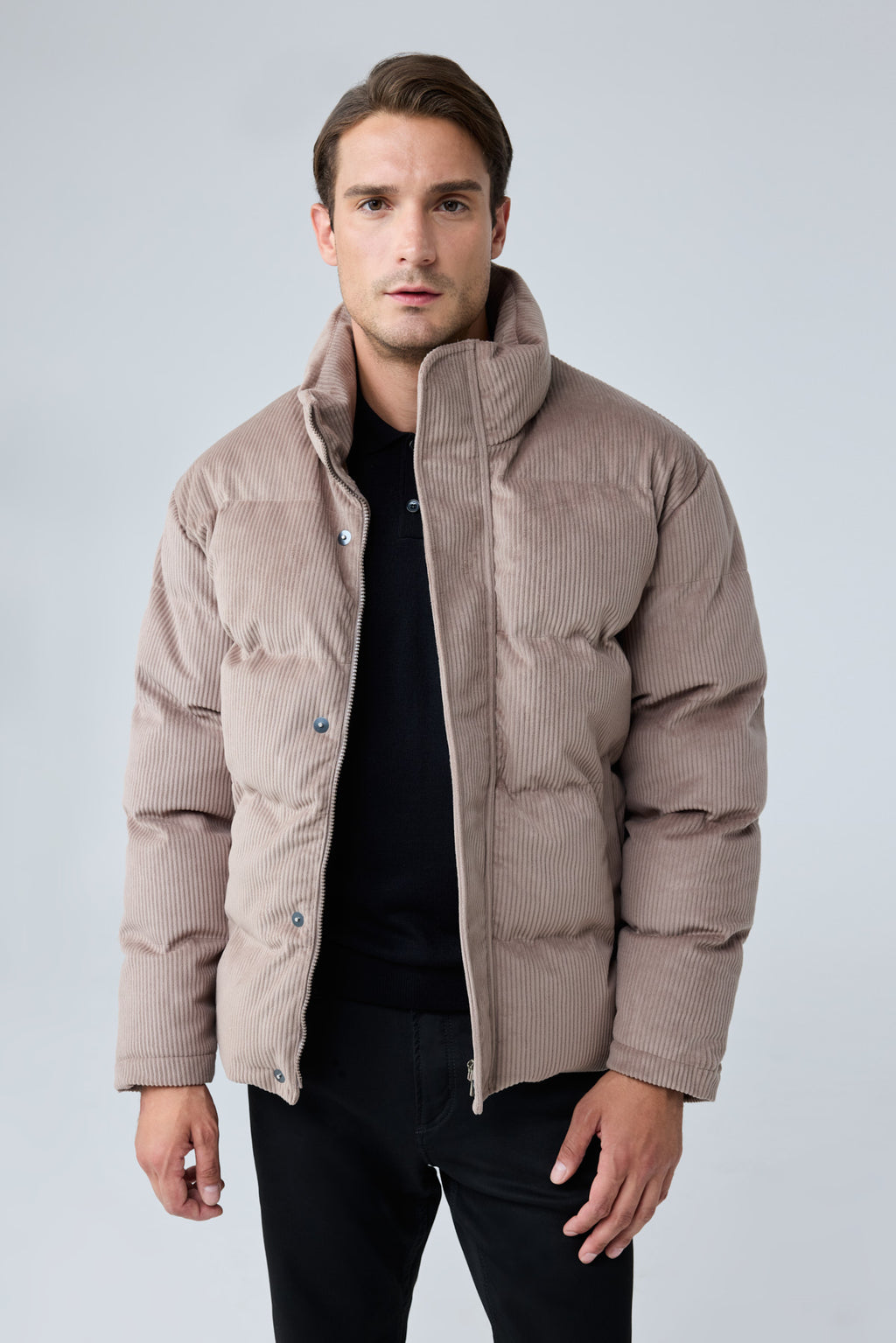 Erkek Su Geçirmez Kadife Puffer Şişme Mont Bej 4346DNGR