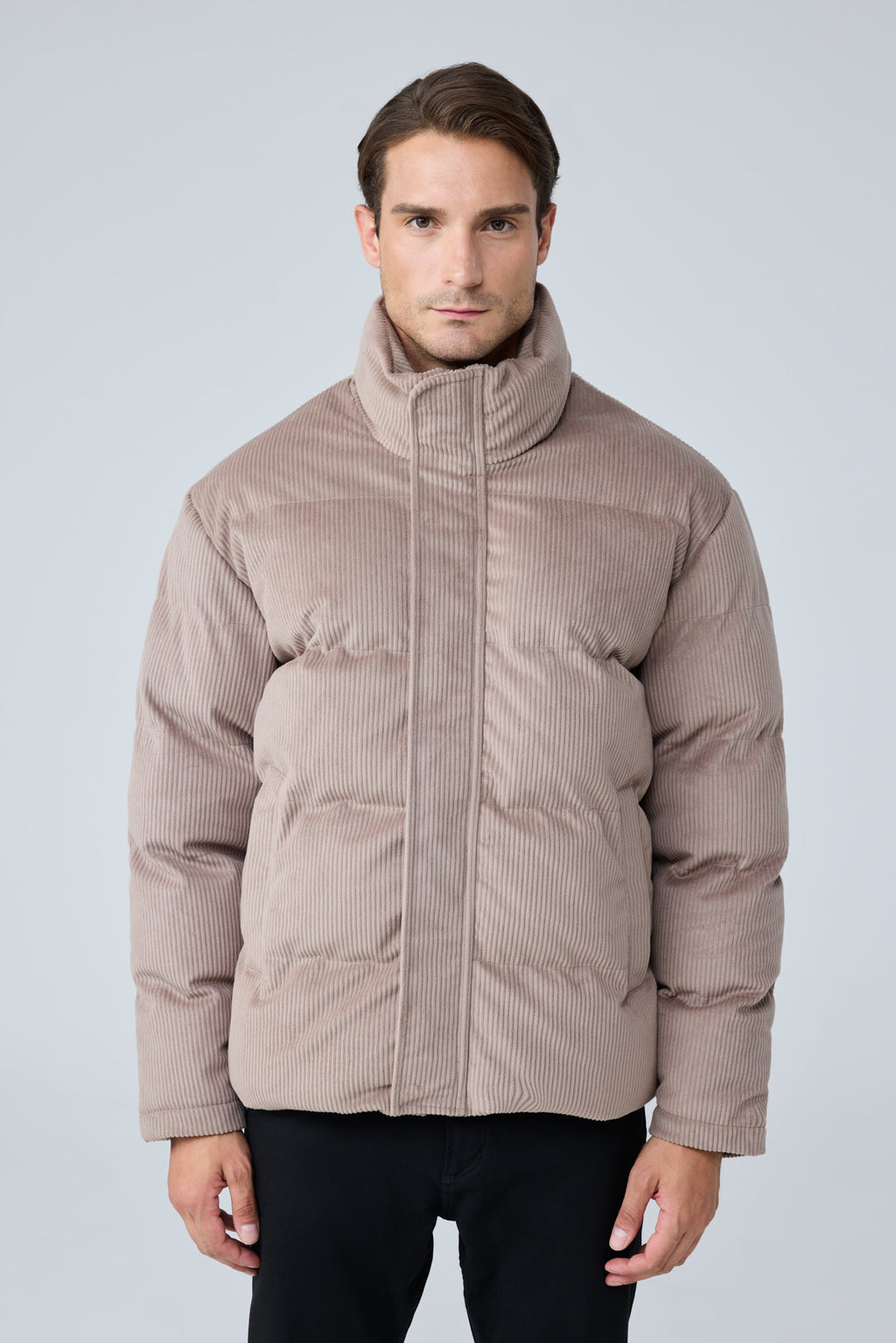Erkek Su Geçirmez Kadife Puffer Şişme Mont Bej 4346DNGR