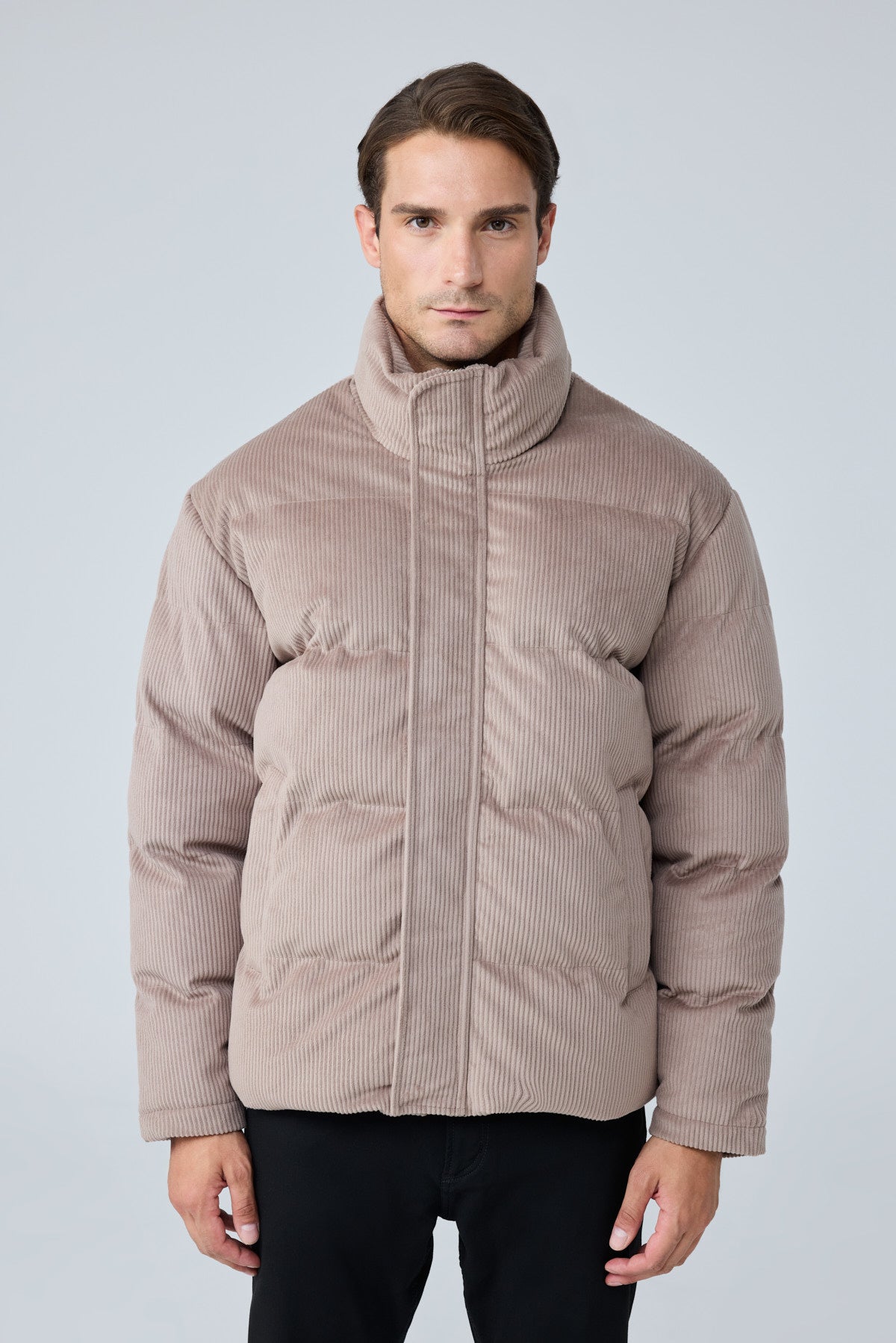 Erkek Su Geçirmez Kadife Puffer Şişme Mont Bej 4346DNGR