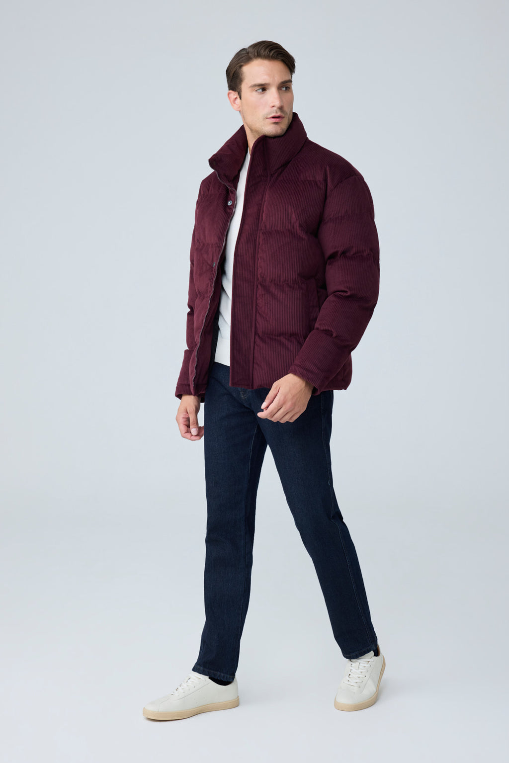 Erkek Su Geçirmez Kadife Puffer Şişme Mont Bordo 4346DNGR