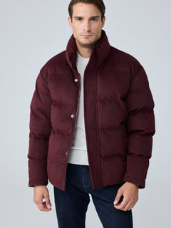 Erkek Su Geçirmez Kadife Puffer Şişme Mont Bordo 4346DNGR