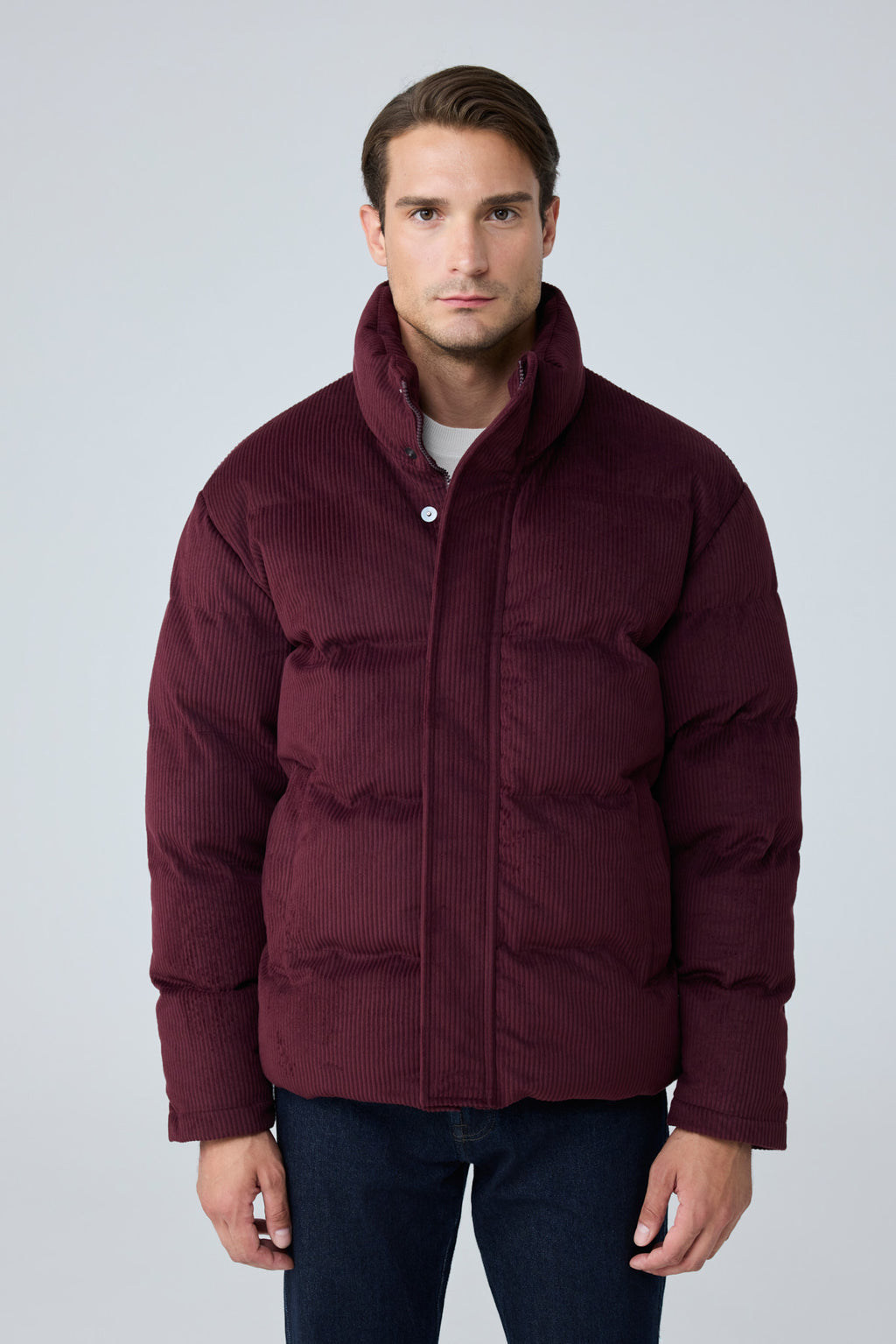 Erkek Su Geçirmez Kadife Puffer Şişme Mont Bordo 4346DNGR