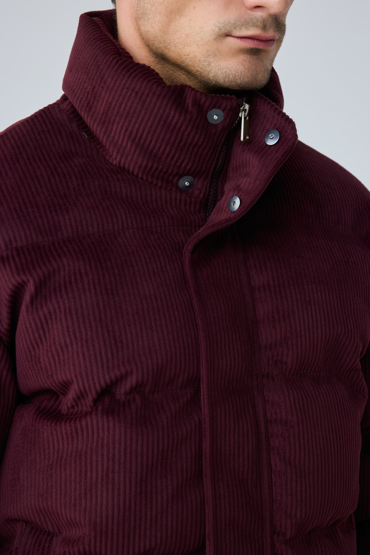 Erkek Su Geçirmez Kadife Puffer Şişme Mont Bordo 4346DNGR