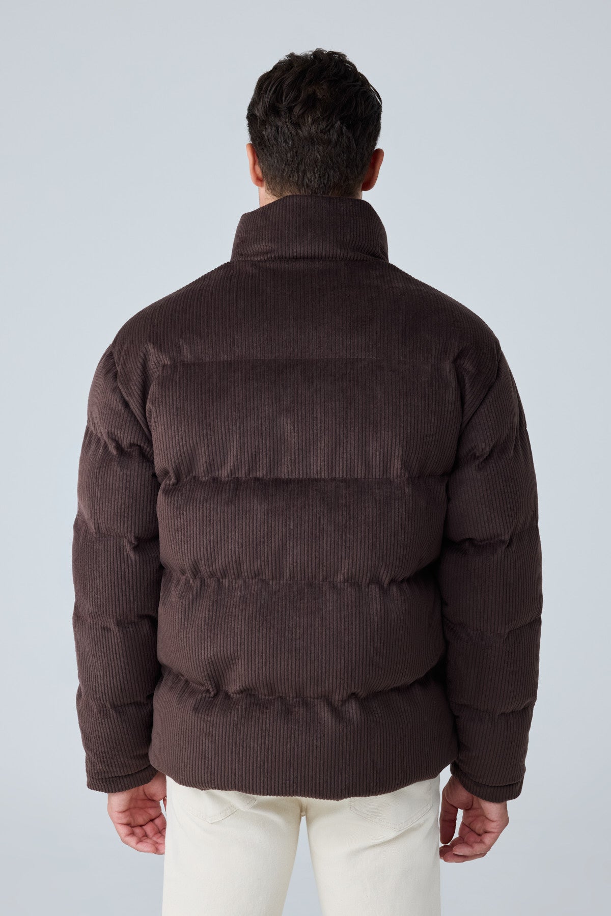 Erkek Su Geçirmez Kadife Puffer Şişme Mont Kahverengi 4346DNGR