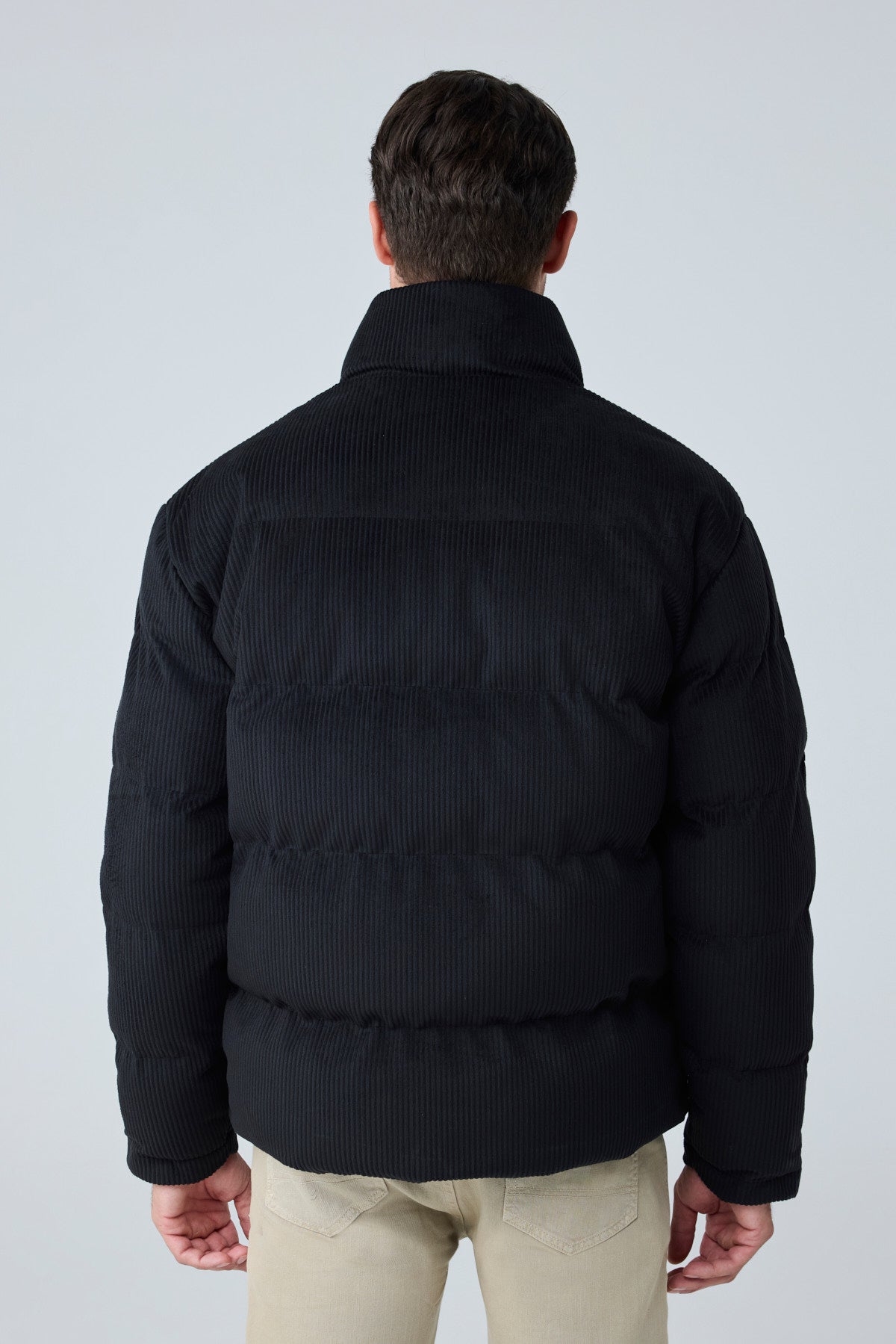 Erkek Su Geçirmez Kadife Puffer Şişme Mont Siyah 4346DNGR