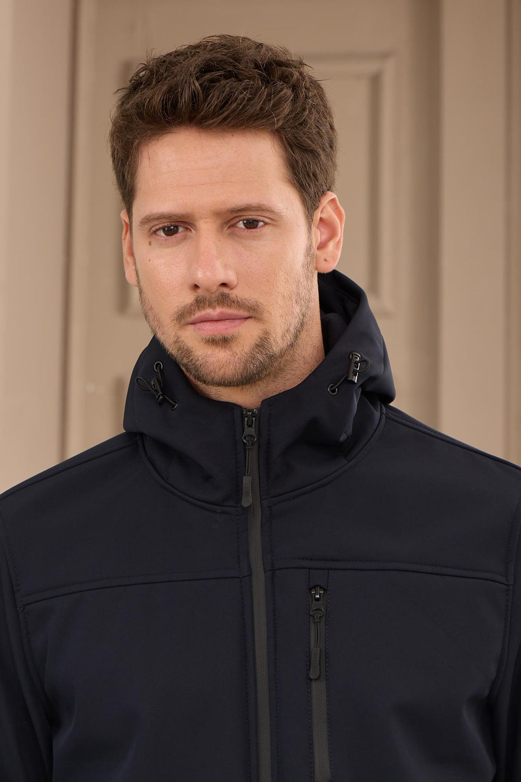 Erkek Su Geçirmez Rüzgar Geçirmez Softshell Mont Lacivert 3820DNGR
