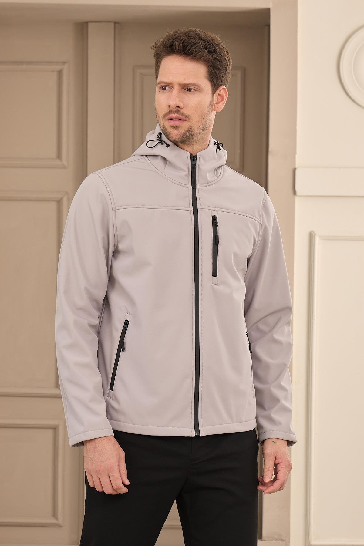 Erkek Su Geçirmez Rüzgar Geçirmez Softshell Mont Taş 3820DNGR