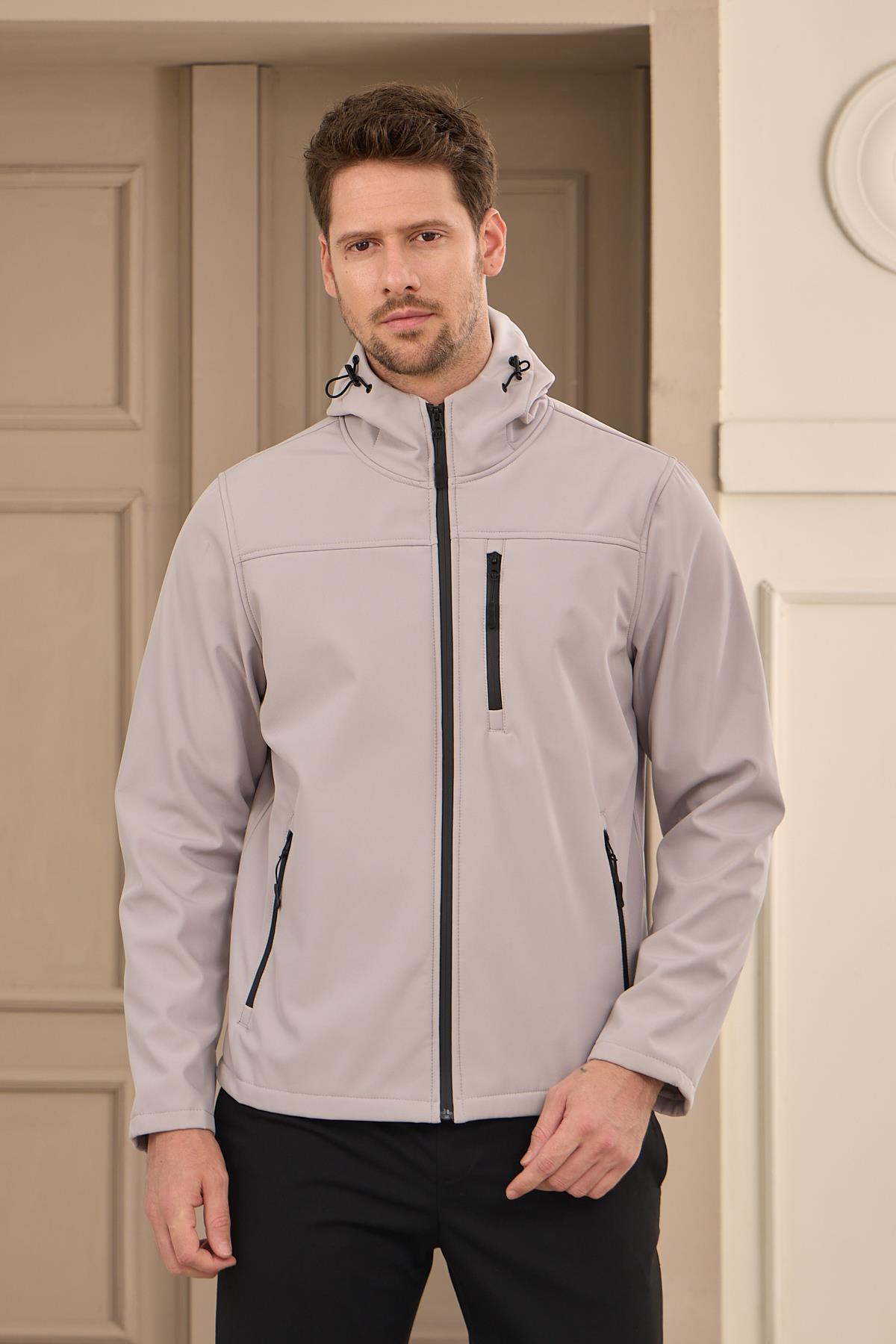 Erkek Su Geçirmez Rüzgar Geçirmez Softshell Mont Taş 3820DNGR