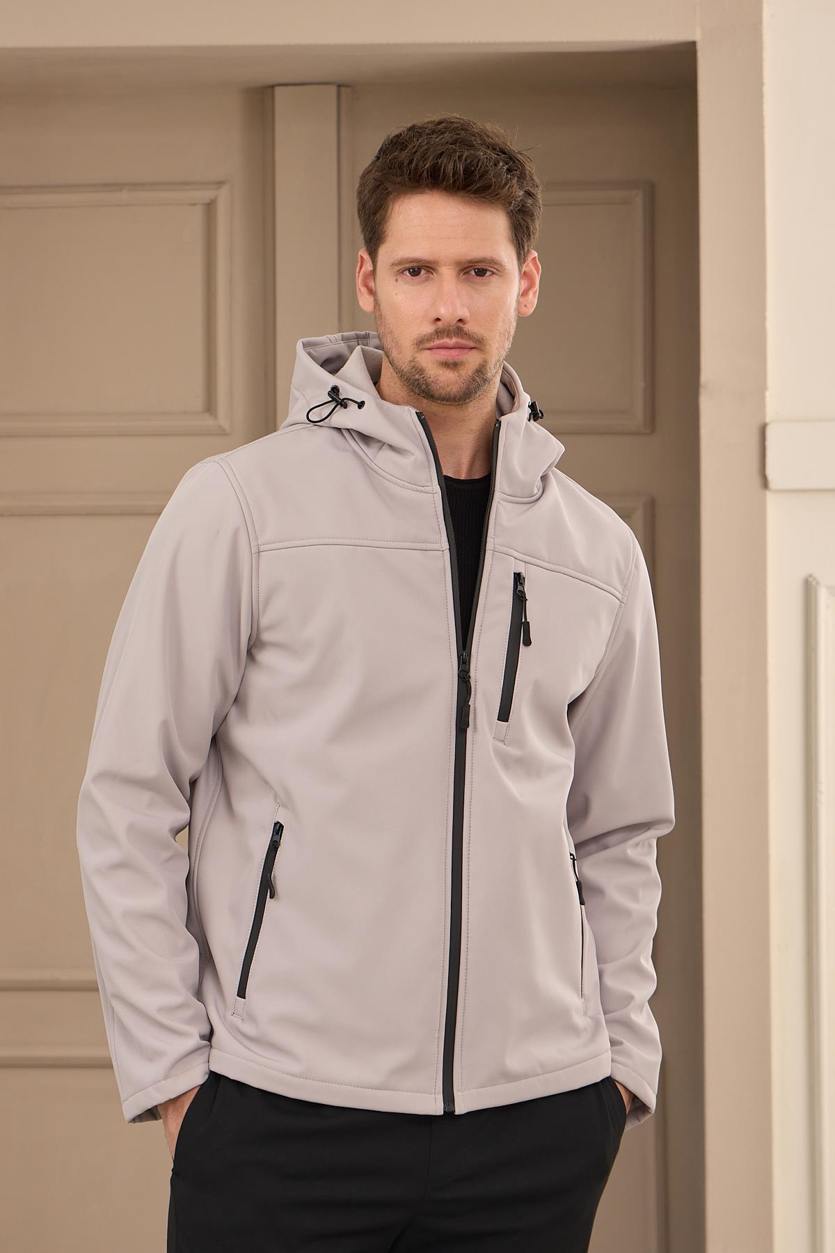 Erkek Su Geçirmez Rüzgar Geçirmez Softshell Mont Taş 3820DNGR