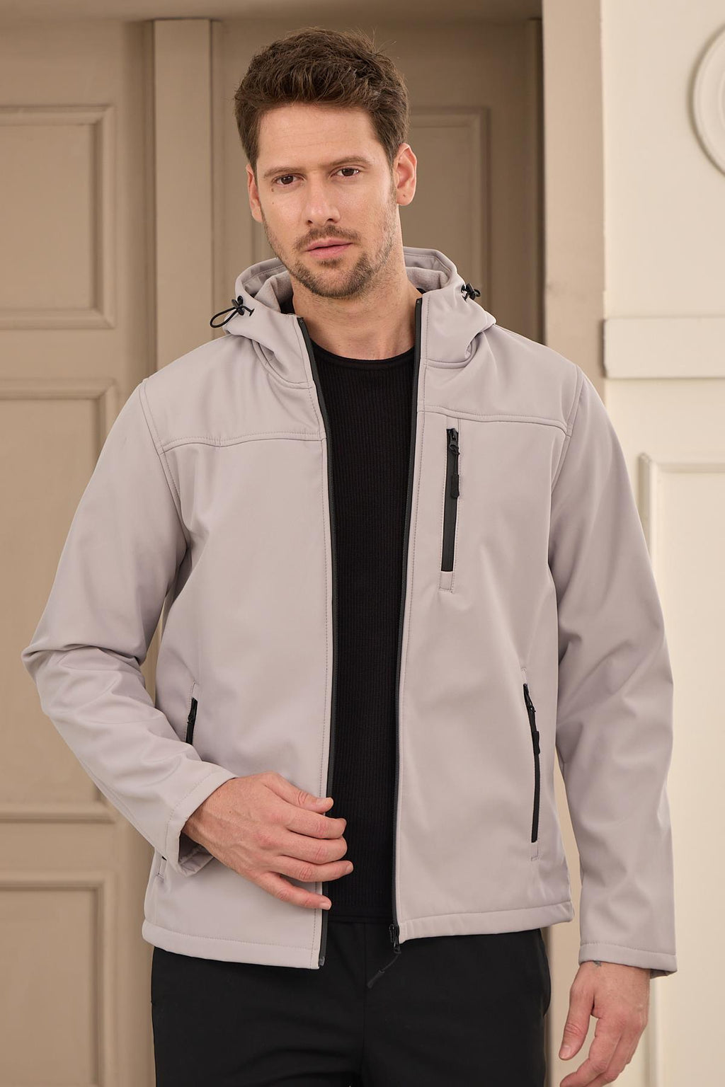 Erkek Su Geçirmez Rüzgar Geçirmez Softshell Mont Taş 3820DNGR