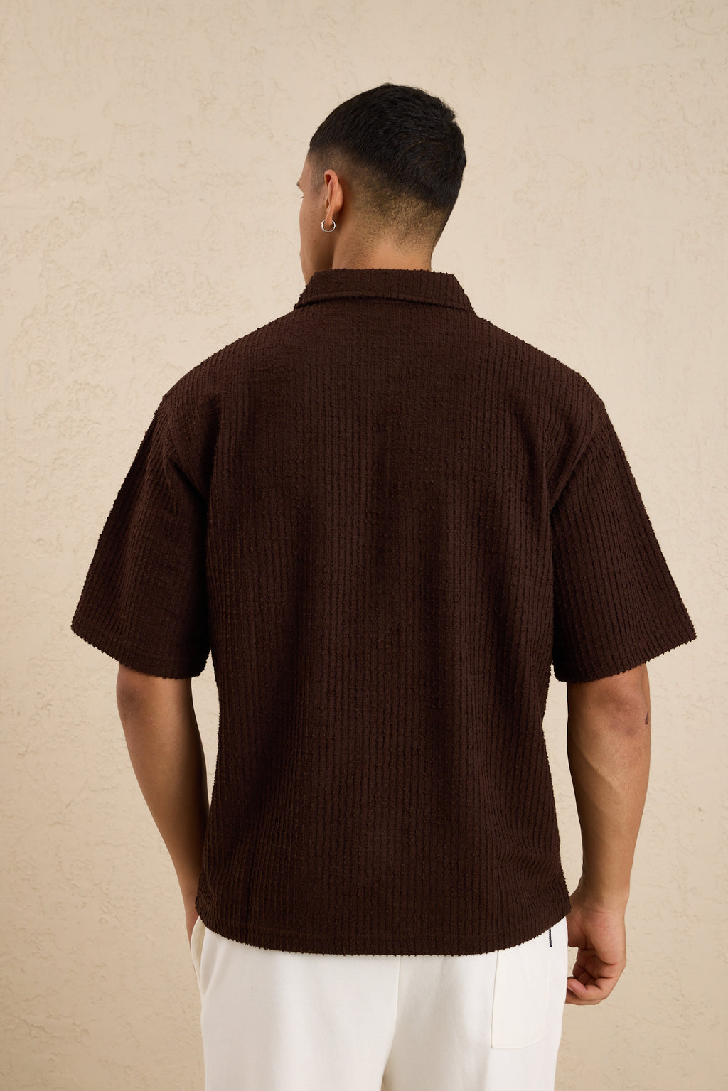 Erkek Teknik Kumaş Polo Yaka Tshirt Kahverengi