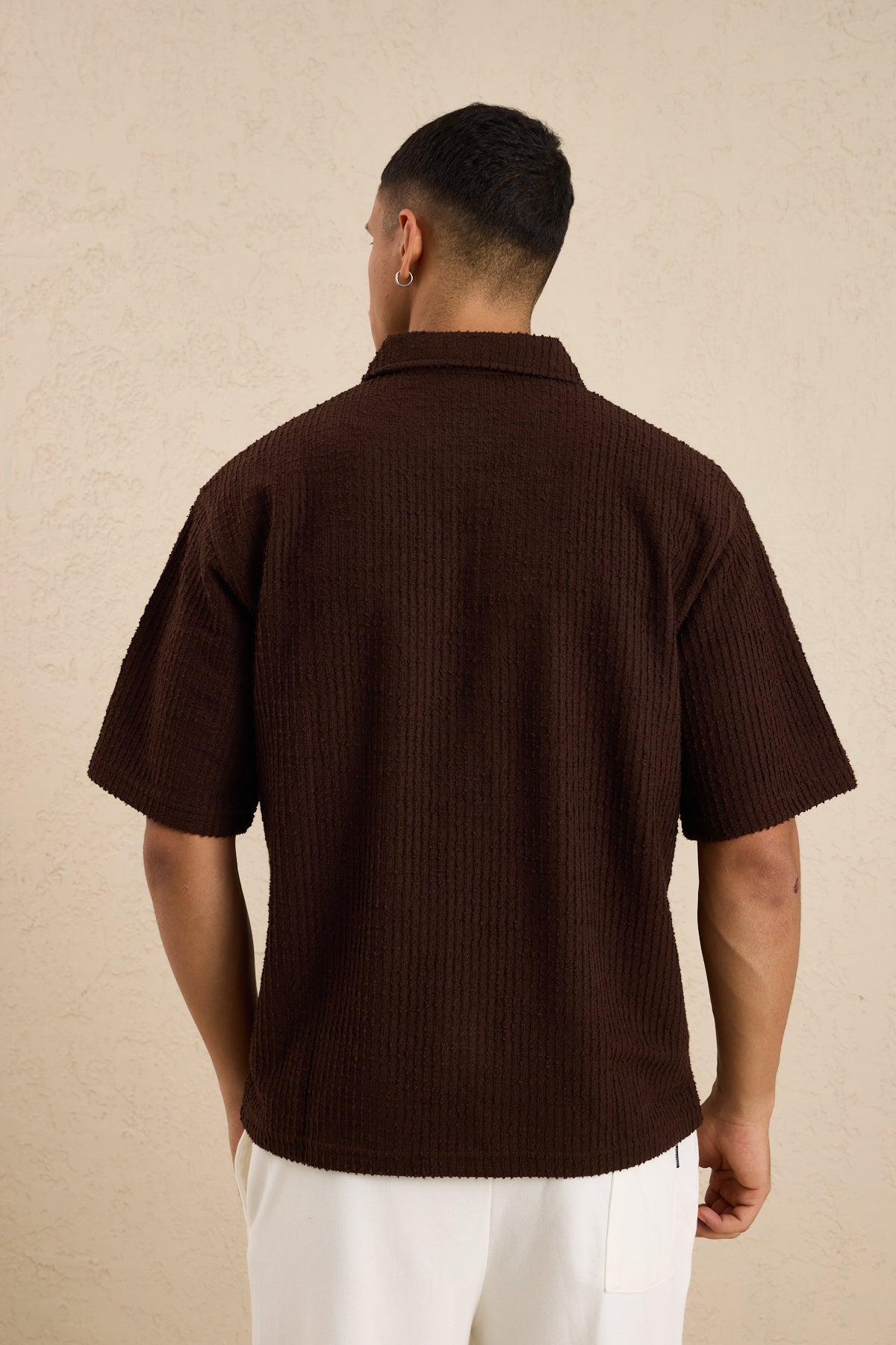 Erkek Teknik Kumaş Polo Yaka Tshirt Kahverengi