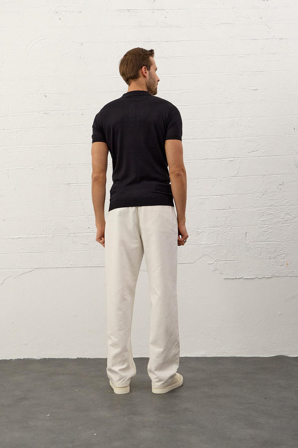 Erkek Yumuşak Dokulu Slim-Fit Polo Yaka İnce Triko T-shirtKoyu Lacivert 5008DNGR