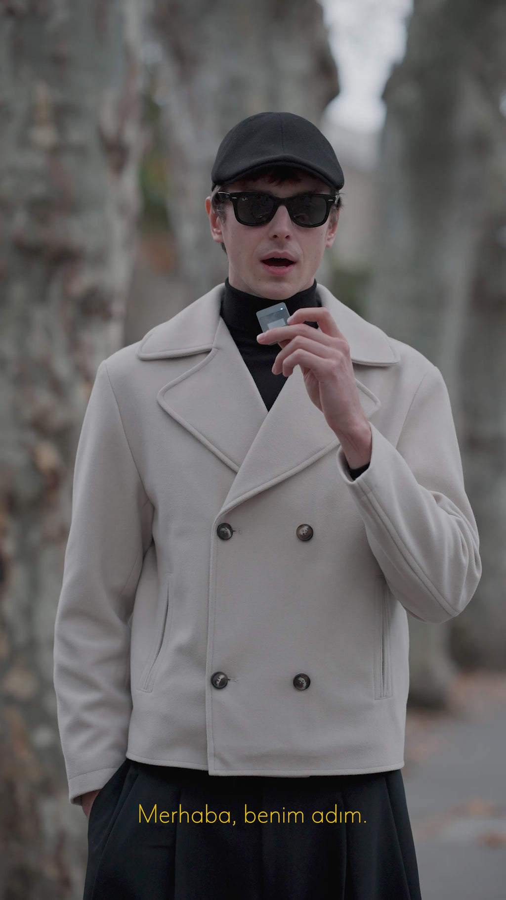 Erkek Kruvaze Kaşe Mont Ceket Ekru 4121DNGR