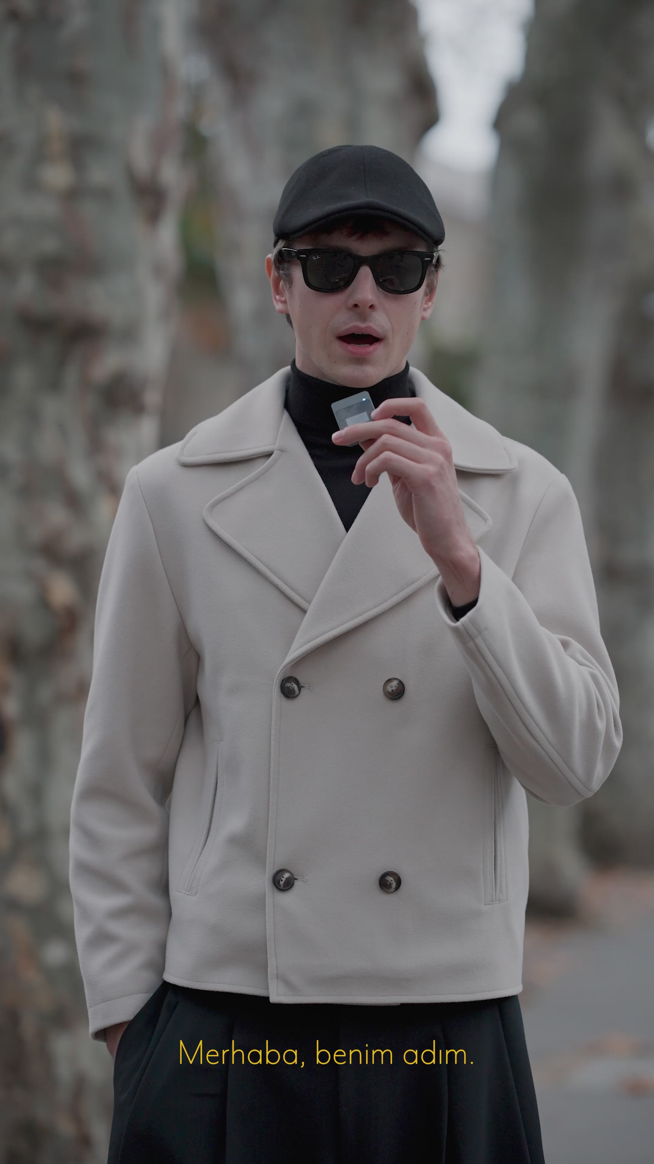 Erkek Kruvaze Kaşe Mont Ceket Ekru 4121DNGR