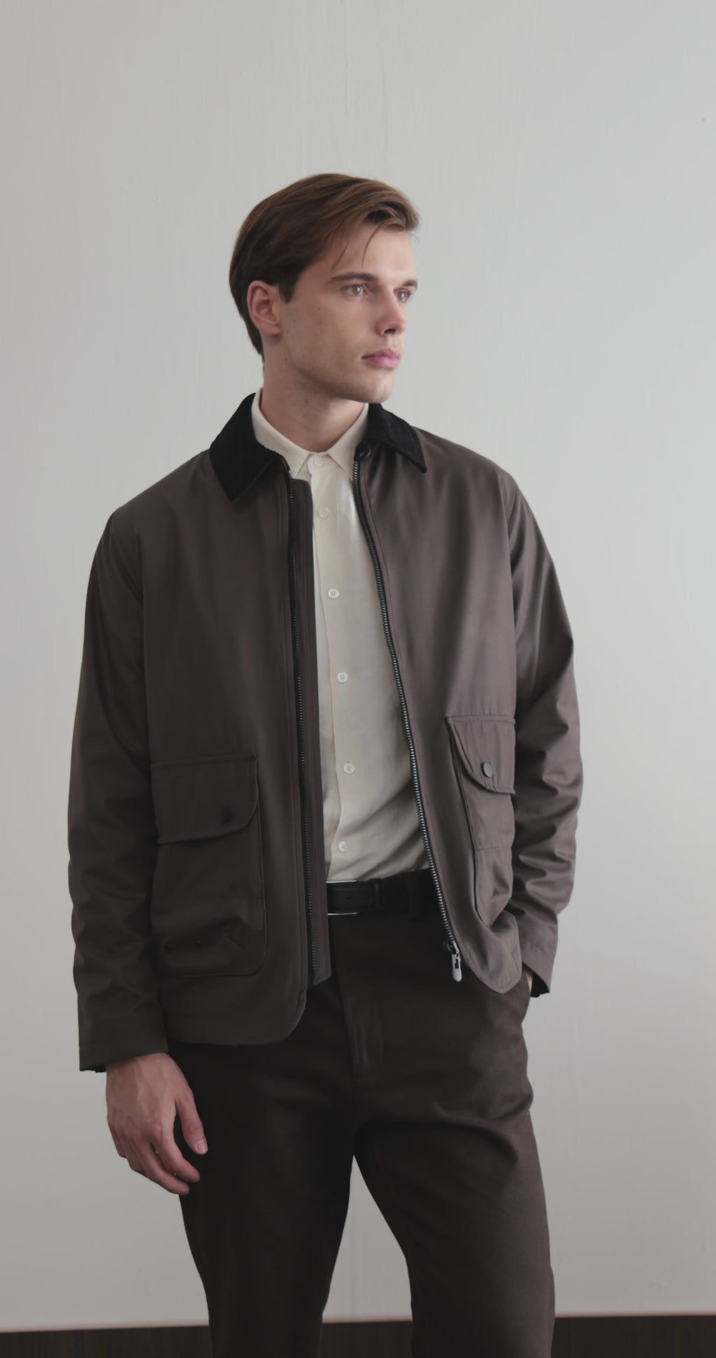 Erkek Kadife Yakalı Mont Ceket Kahverengi